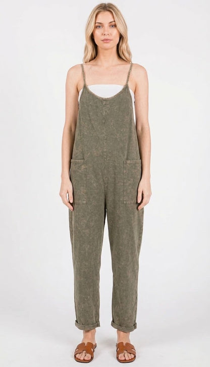 The Rowan Mineral Wash Slouchy Pocket Overalls Jumpsuit