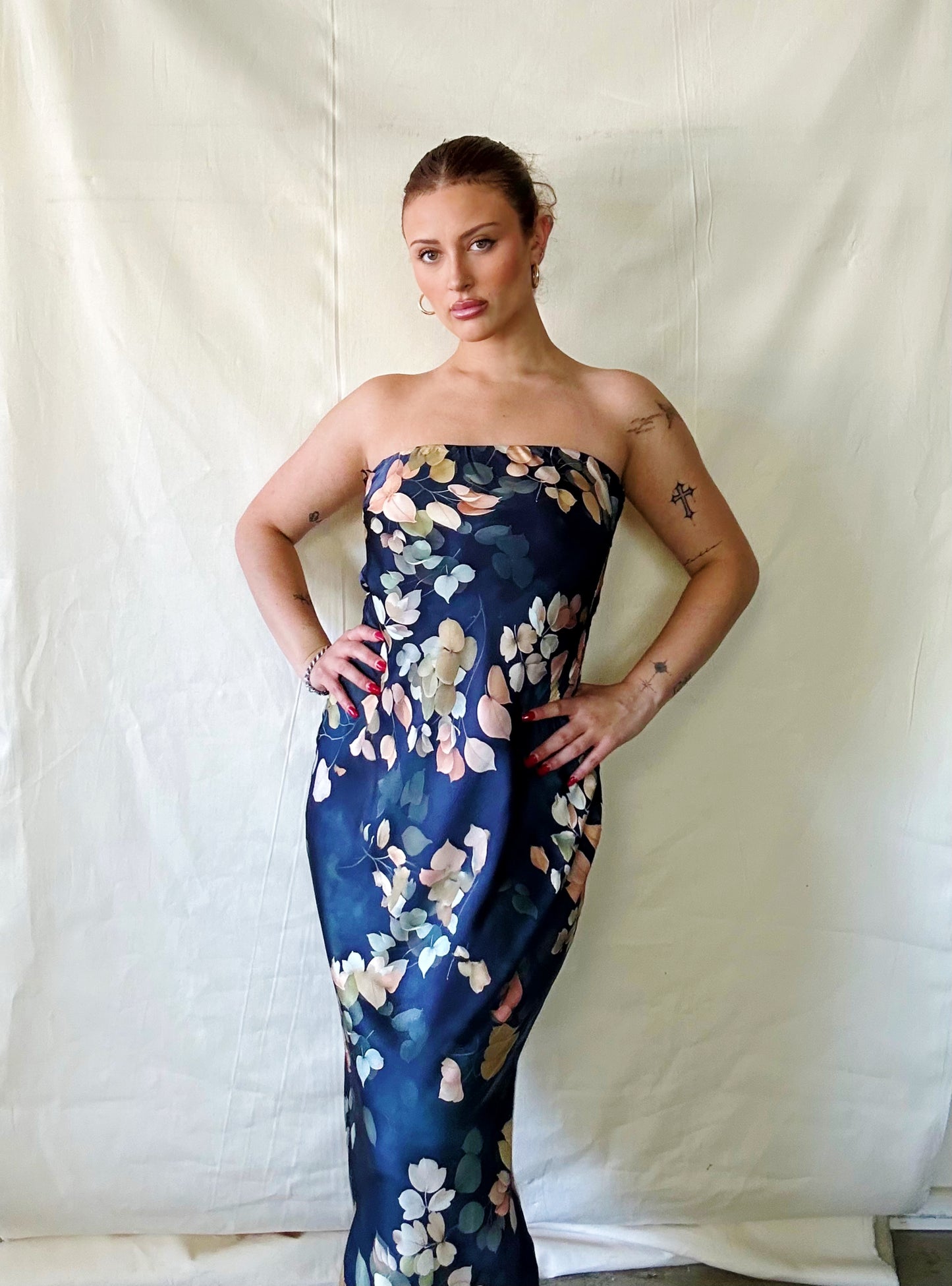 FLOR strapless tie back dress