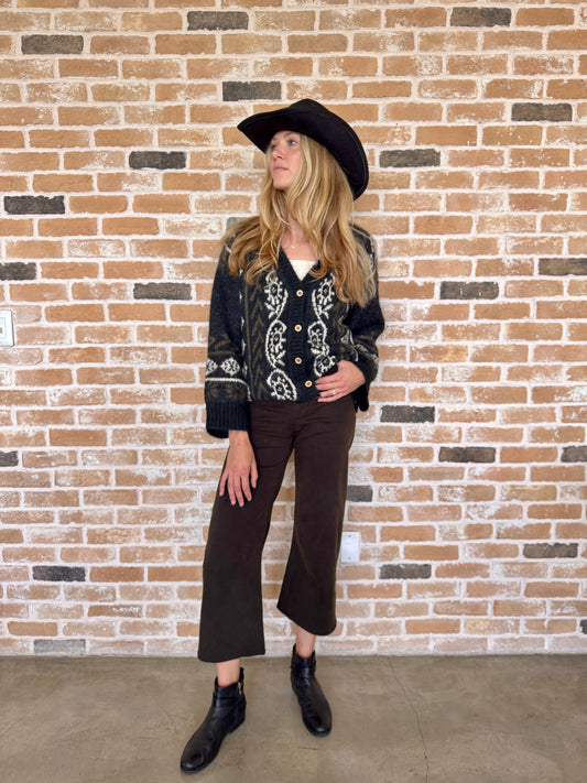 Washed cropped wide leg pants