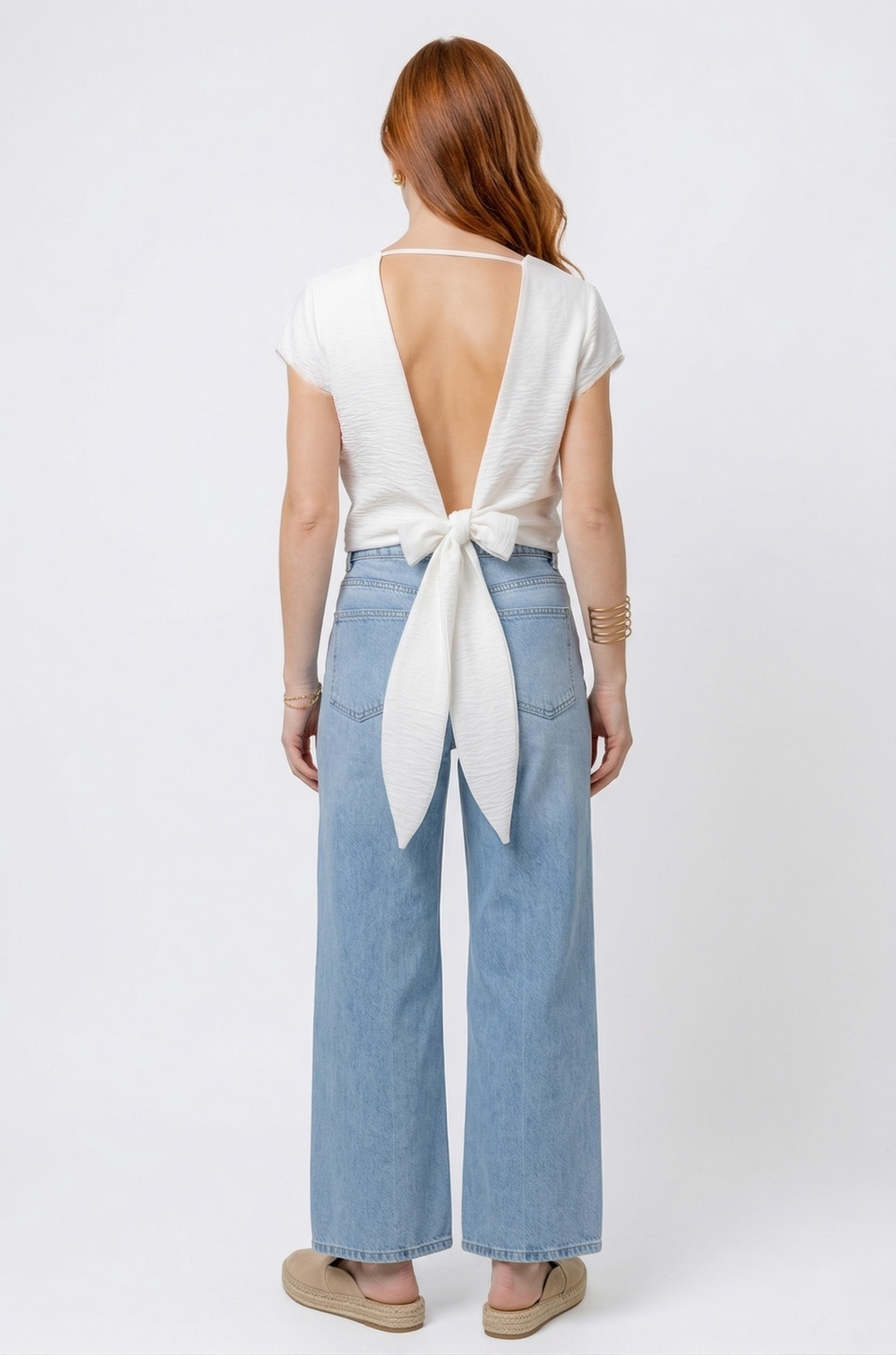 The Aria Textured Wrap-Front Tie-Back Top