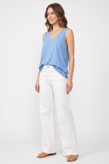 The Harbor High-Rise Wide-Leg White Jean