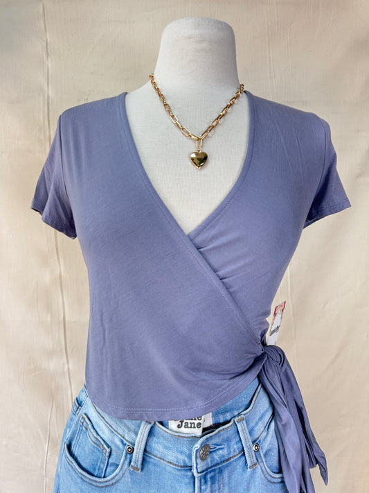 Jersey wrap tie top