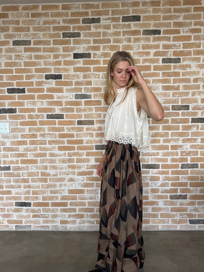 Smocked waist printed skirt