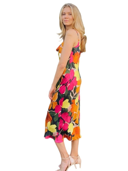 Magenta flower Midi dress