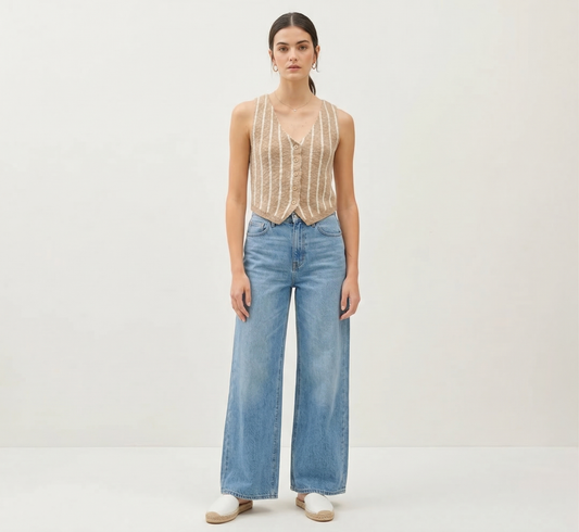 Meline The Sandcastle Striped Knit Waistcoat