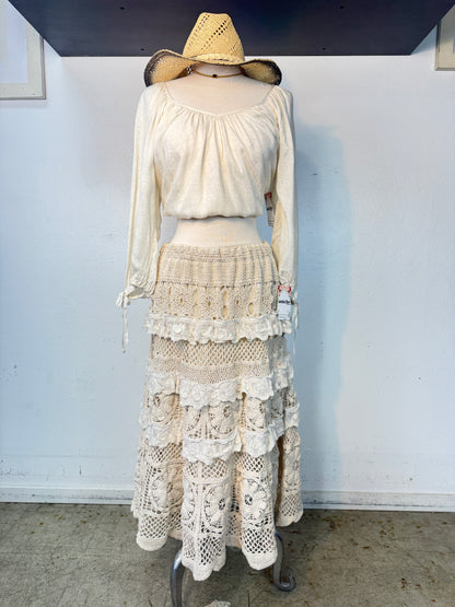 BALI crochet detail midi skirt