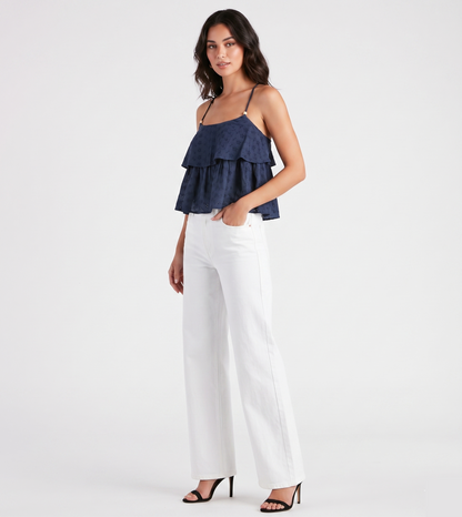 Layered Eyelet Halter Cami