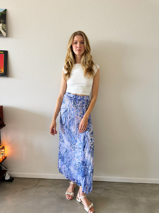 Paisley Pleated Maxi Skirt