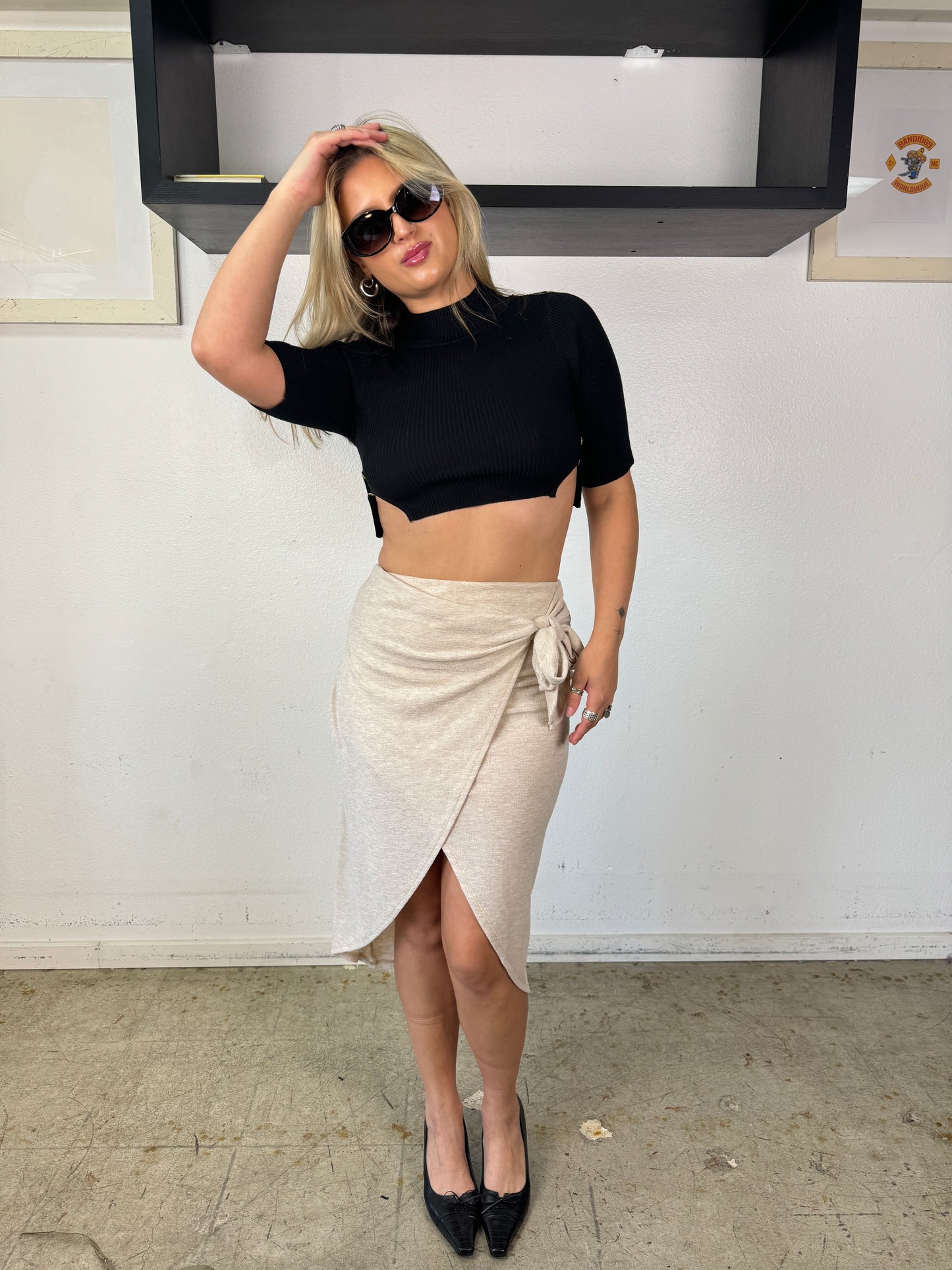 LEXI ribbed mocked neck top