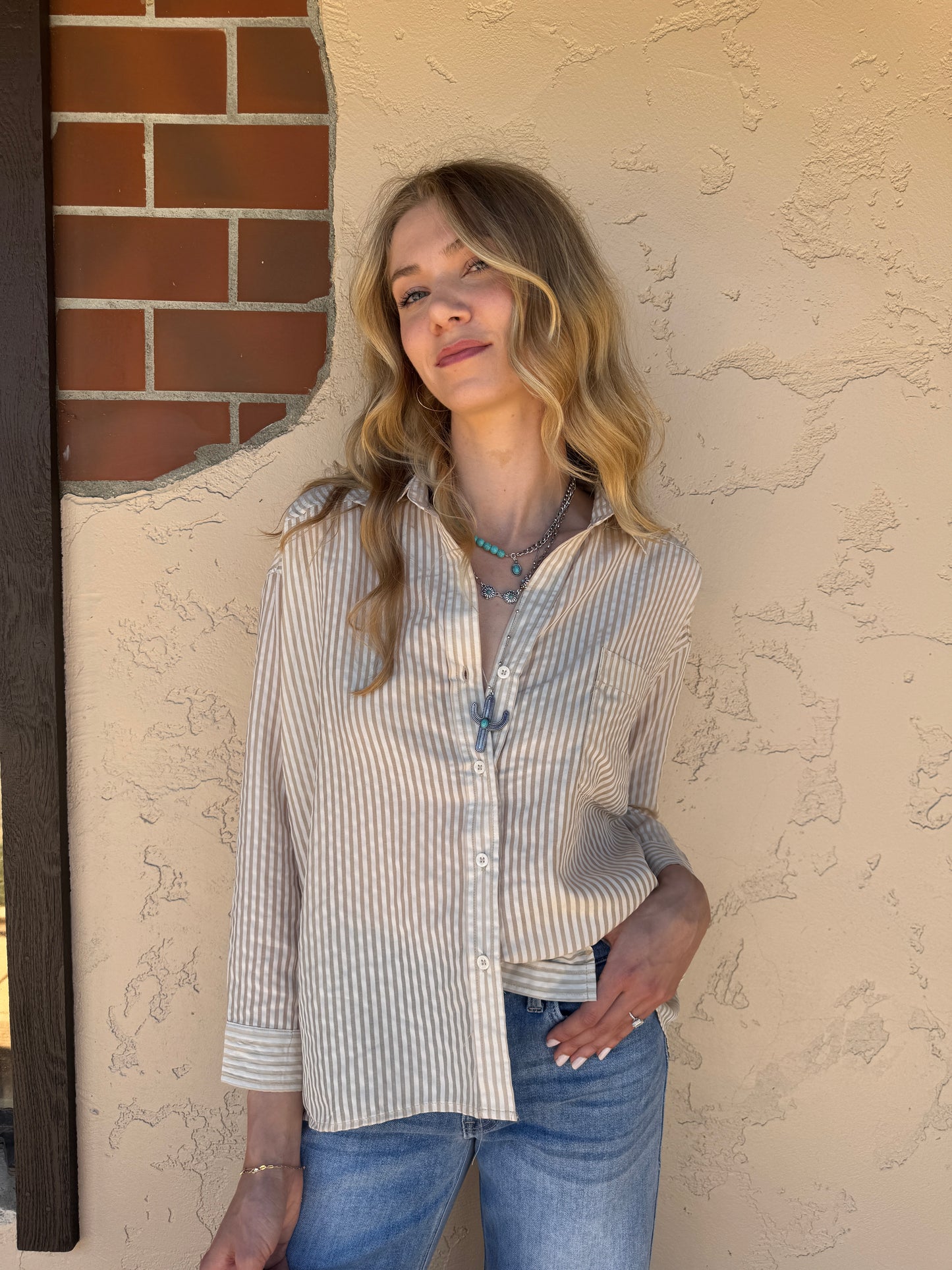 Seal Beach Striped Button Down Top