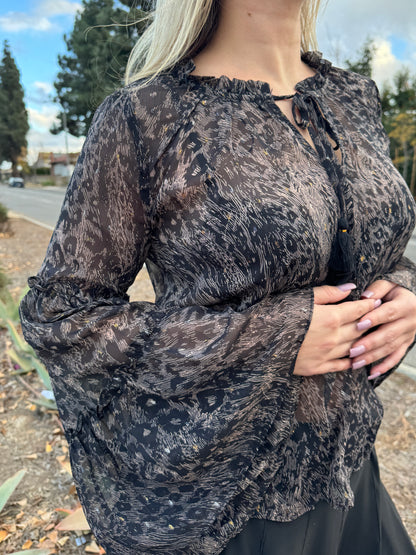 Noelle Printed Bell Sleeve Top