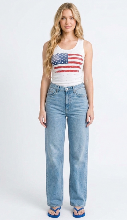 Knit USA Flag Tube Top