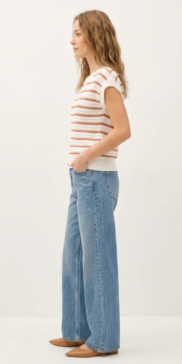 The Sunset Stripe Knit Cap-Sleeve Tank