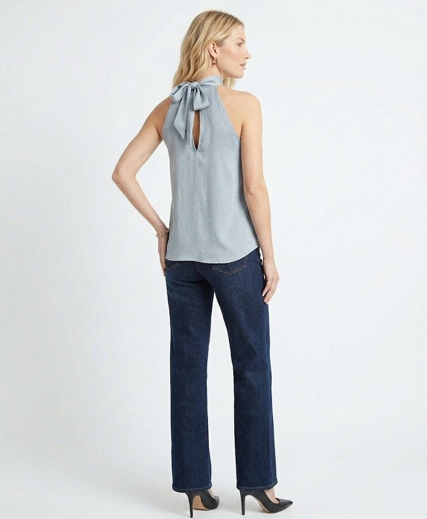 The Celine Textured High-Neck Halter Blouse
