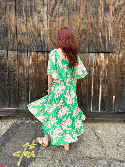 Green Fields pleated dress
