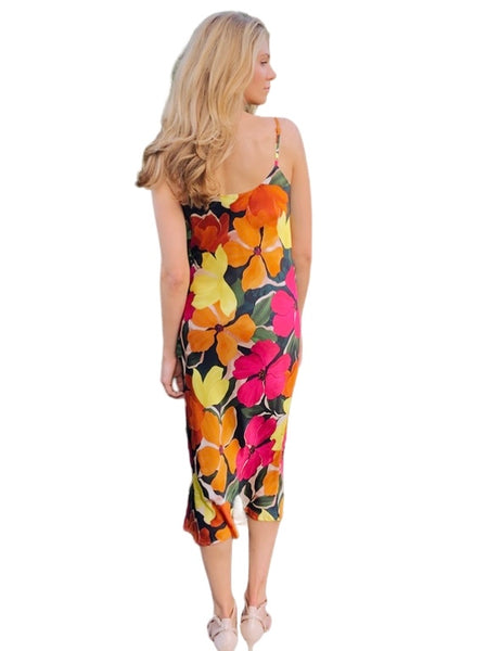 Magenta flower Midi dress