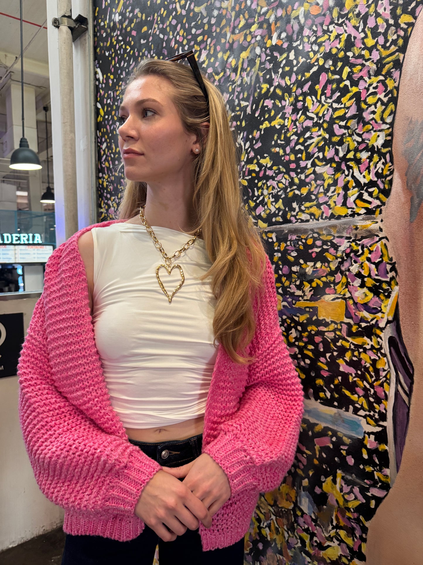 Bubble Gum knit Open Cardigan