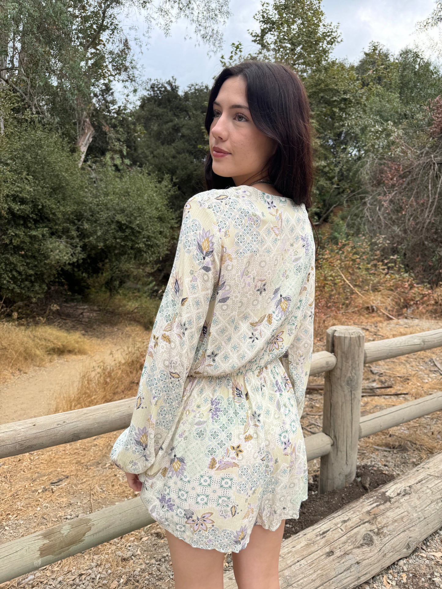 ARACELY printed long sleeve romper