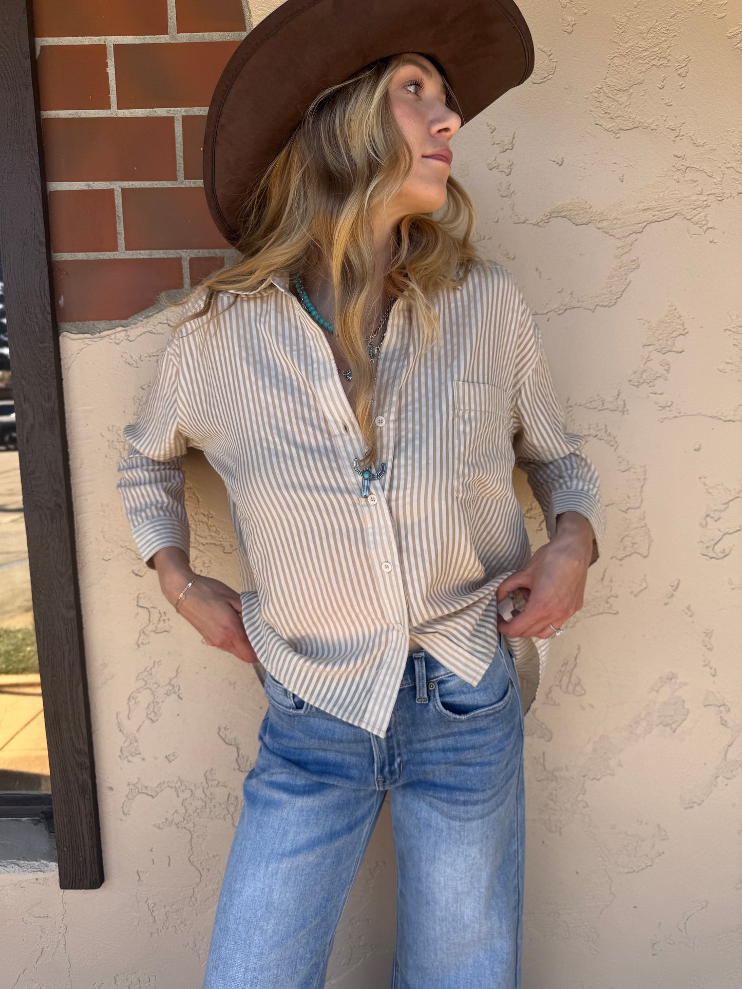 Seal Beach Striped Button Down Top