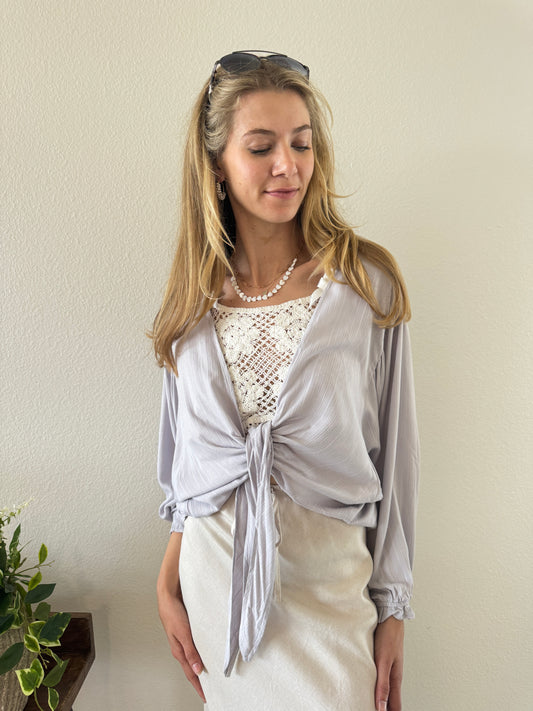 Lilac Tie Front Top