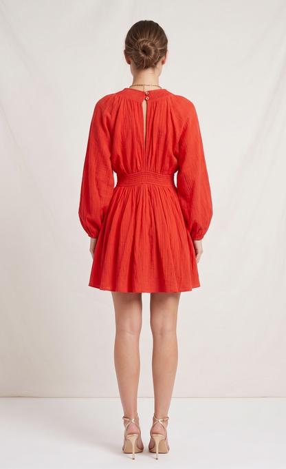 The Valentina Plunge Balloon-Sleeve Skater Mini Dress