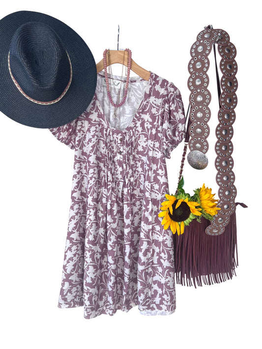 Shadow floral pleated dress