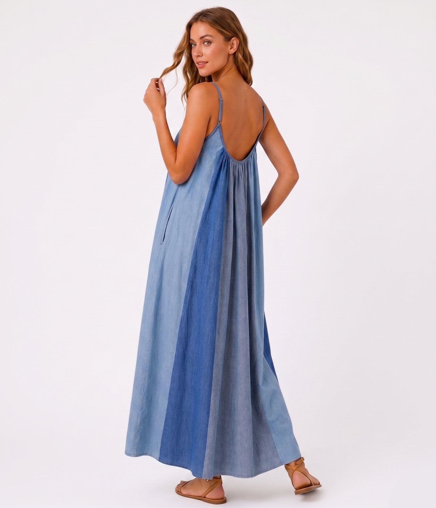 The Chambray Coastal Colorblock Maxi Dress