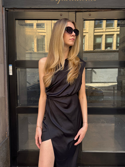 One shoulder side slit dress
