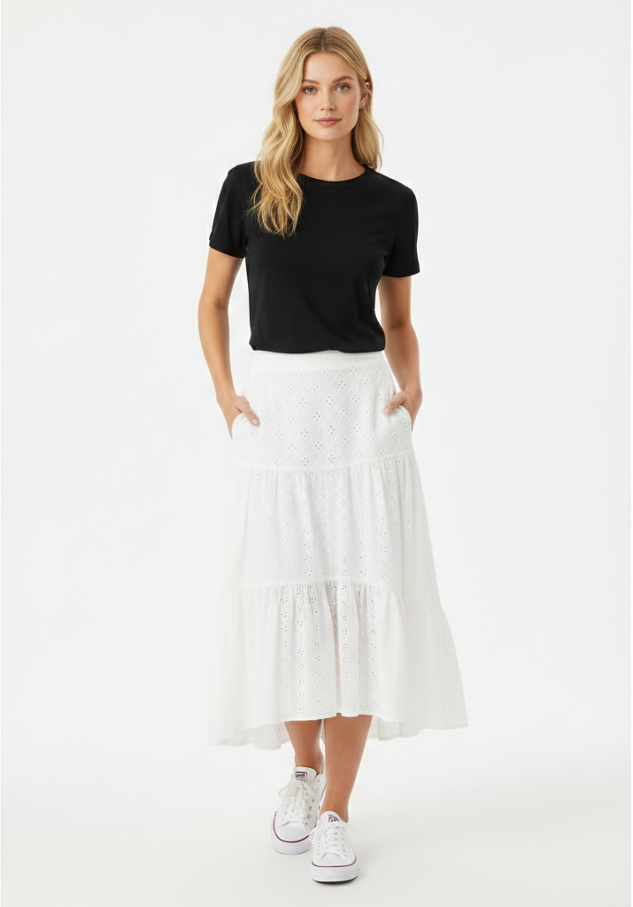 Boho Eyelet Lace Skirt
