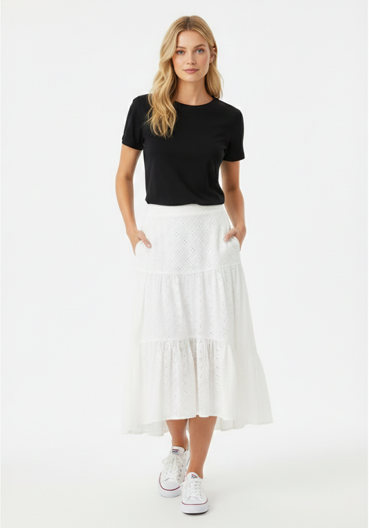 Boho Eyelet Lace Skirt