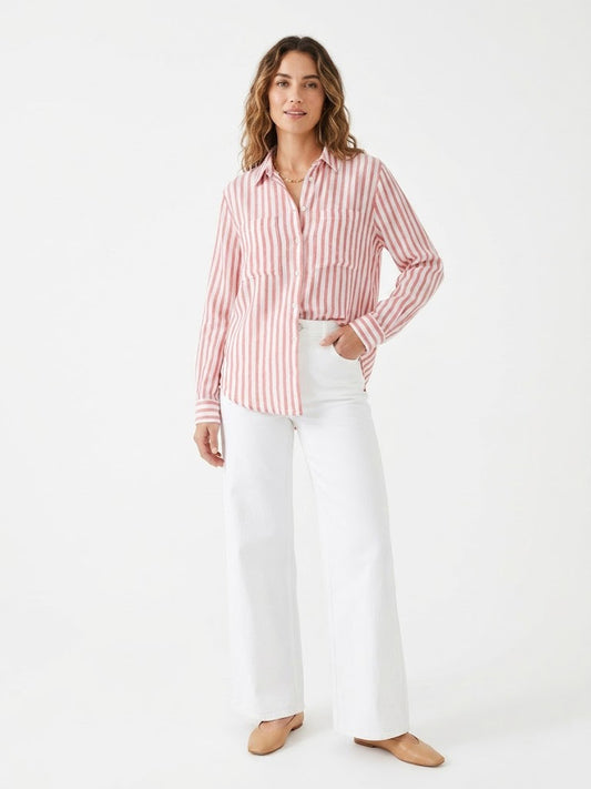 The Marina Oversized Striped Linen-Blend Shirt