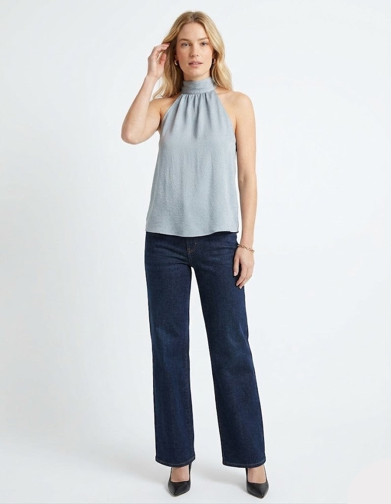 The Celine Textured High-Neck Halter Blouse