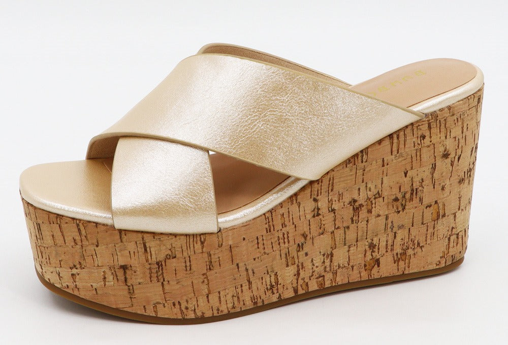 Sandy Gold Wedge Sandal