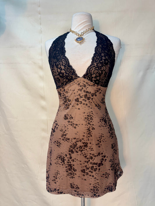 Kam lace and animal print mini