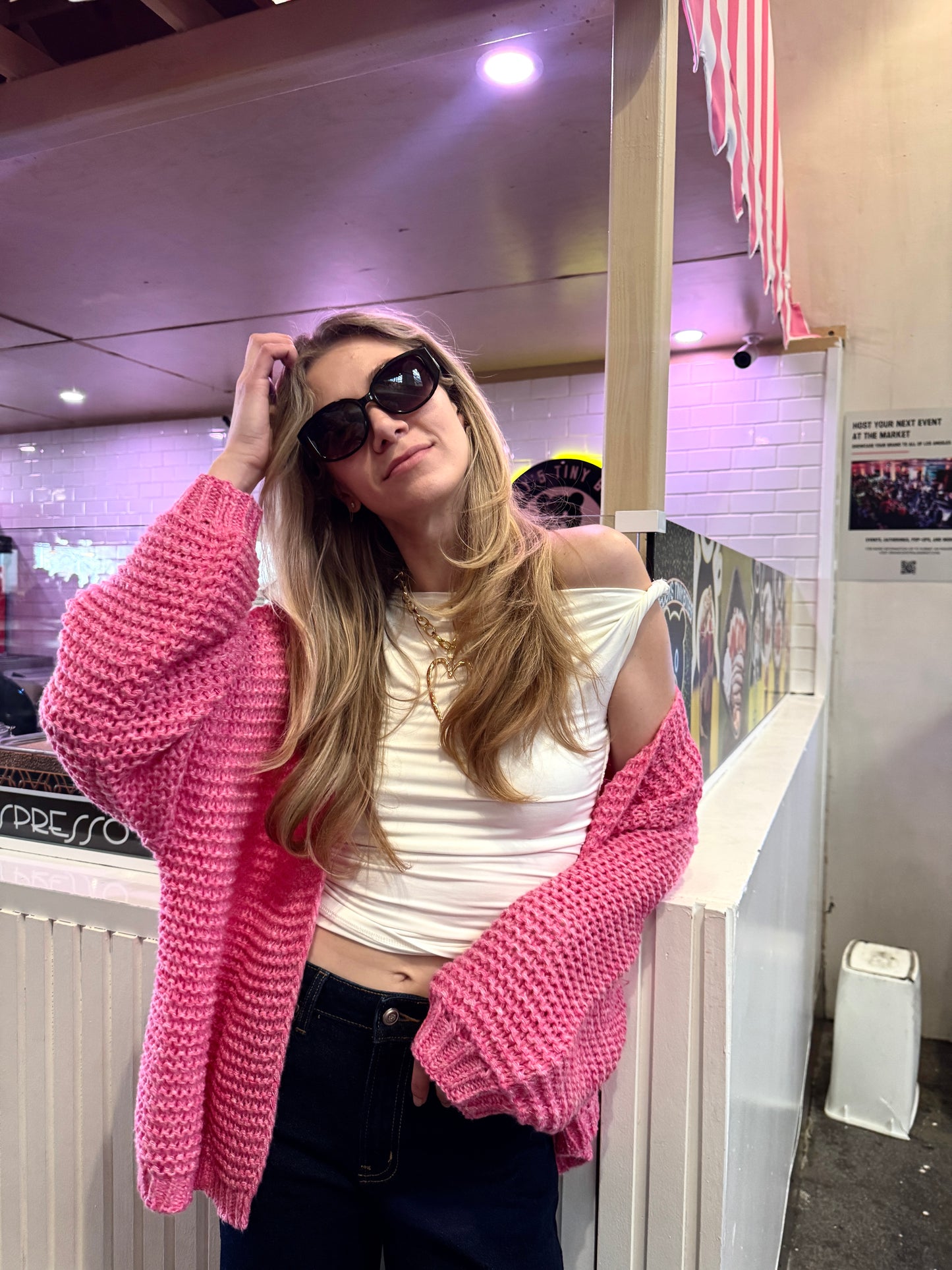 Bubble Gum knit Open Cardigan