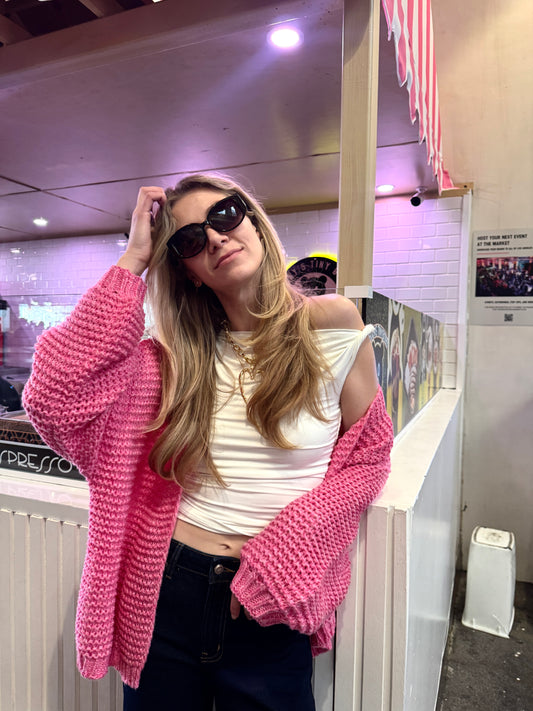 Bubble Gum knit Open Cardigan
