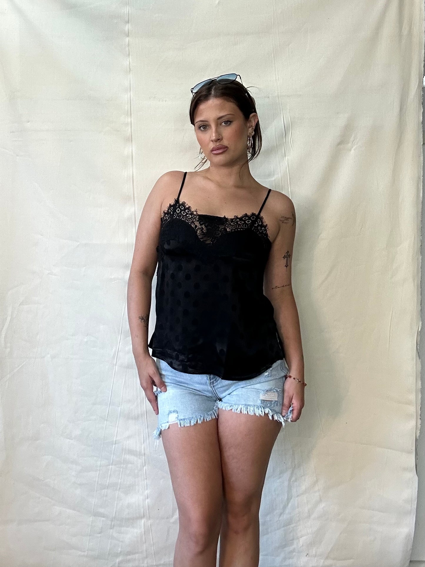 Candace polka dot lace top