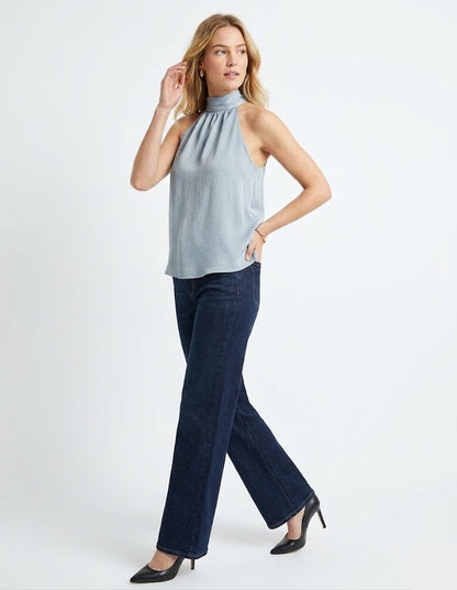 The Celine Textured High-Neck Halter Blouse