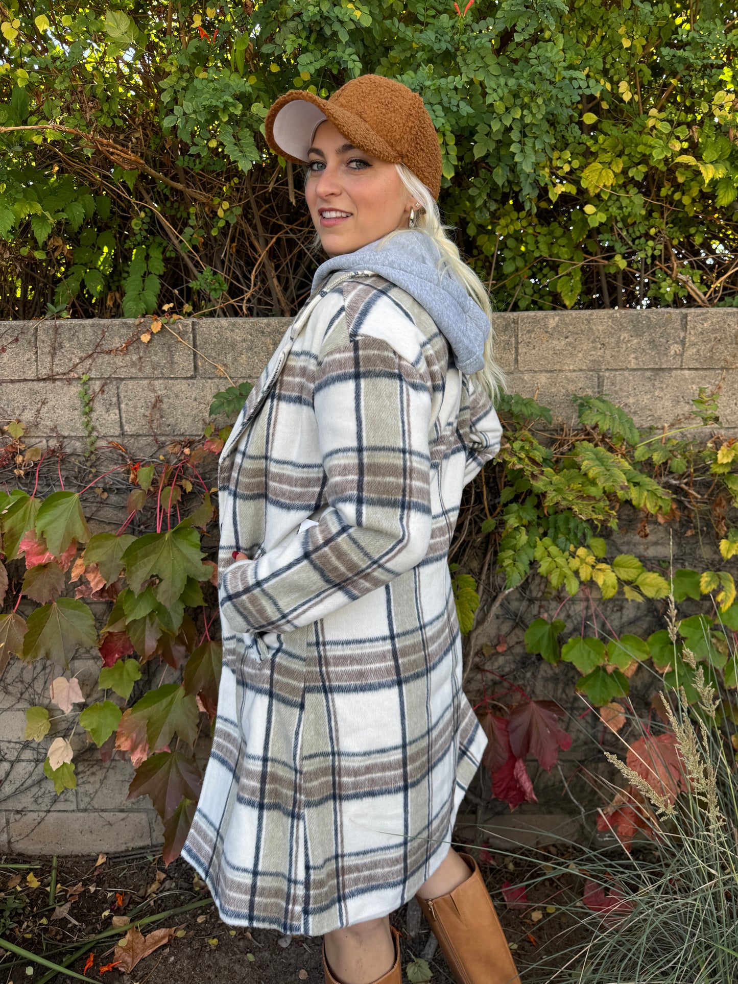 Plaid Hoodie Coat