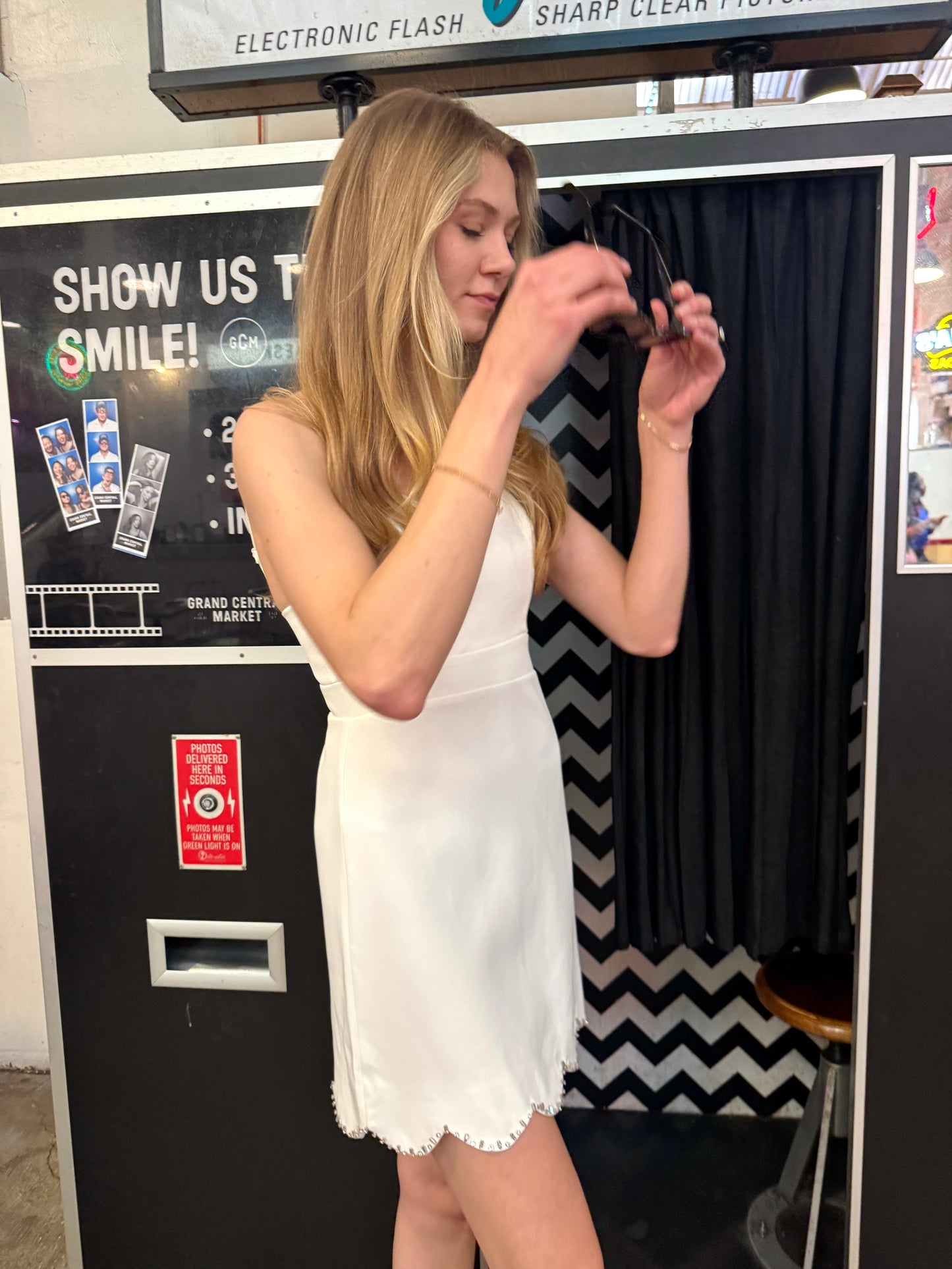 SCALLOP JEWELED HEM DRESS