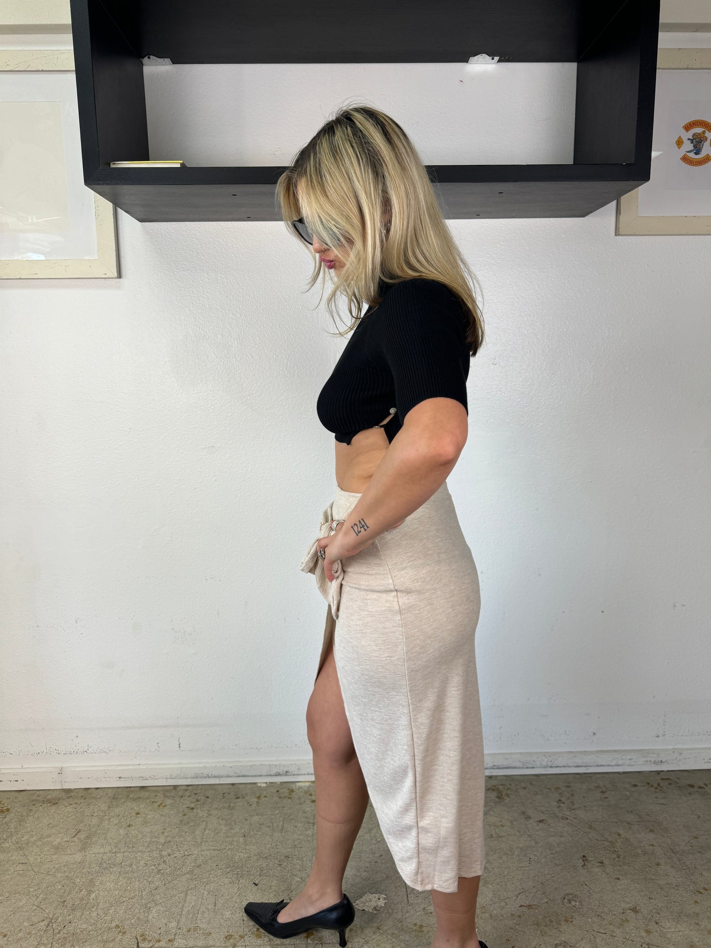 LEXI ribbed mocked neck top