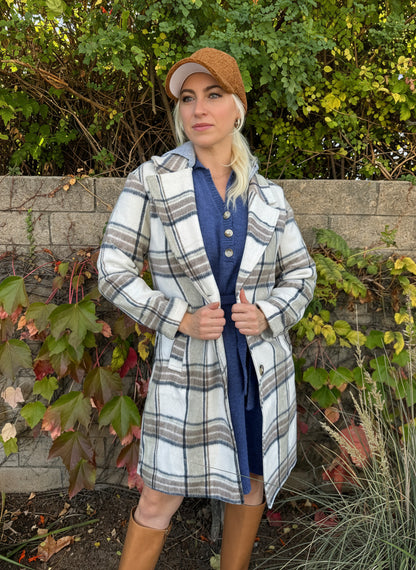Plaid Hoodie Coat