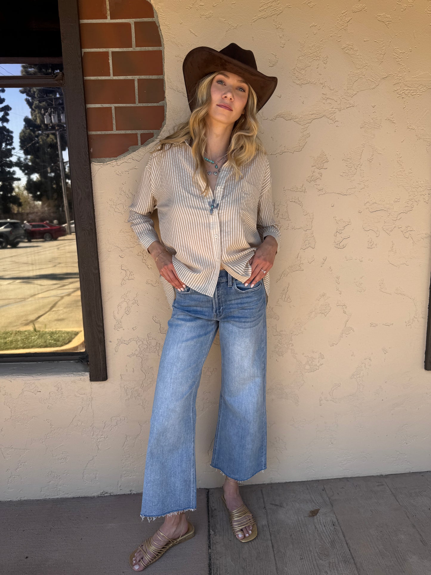 Seal Beach Striped Button Down Top