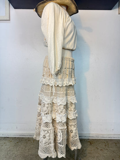 BALI crochet detail midi skirt