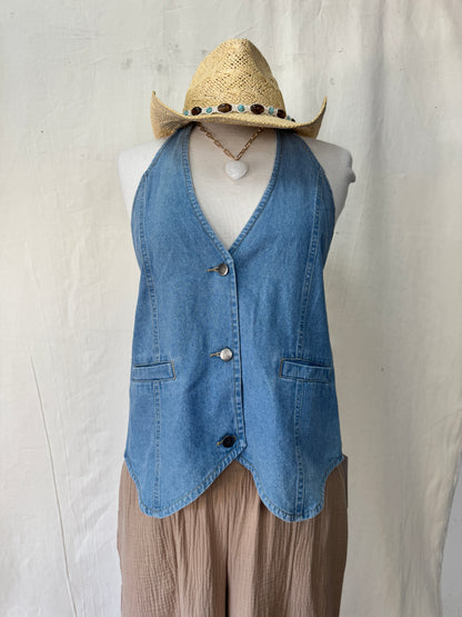 Denim halter vest