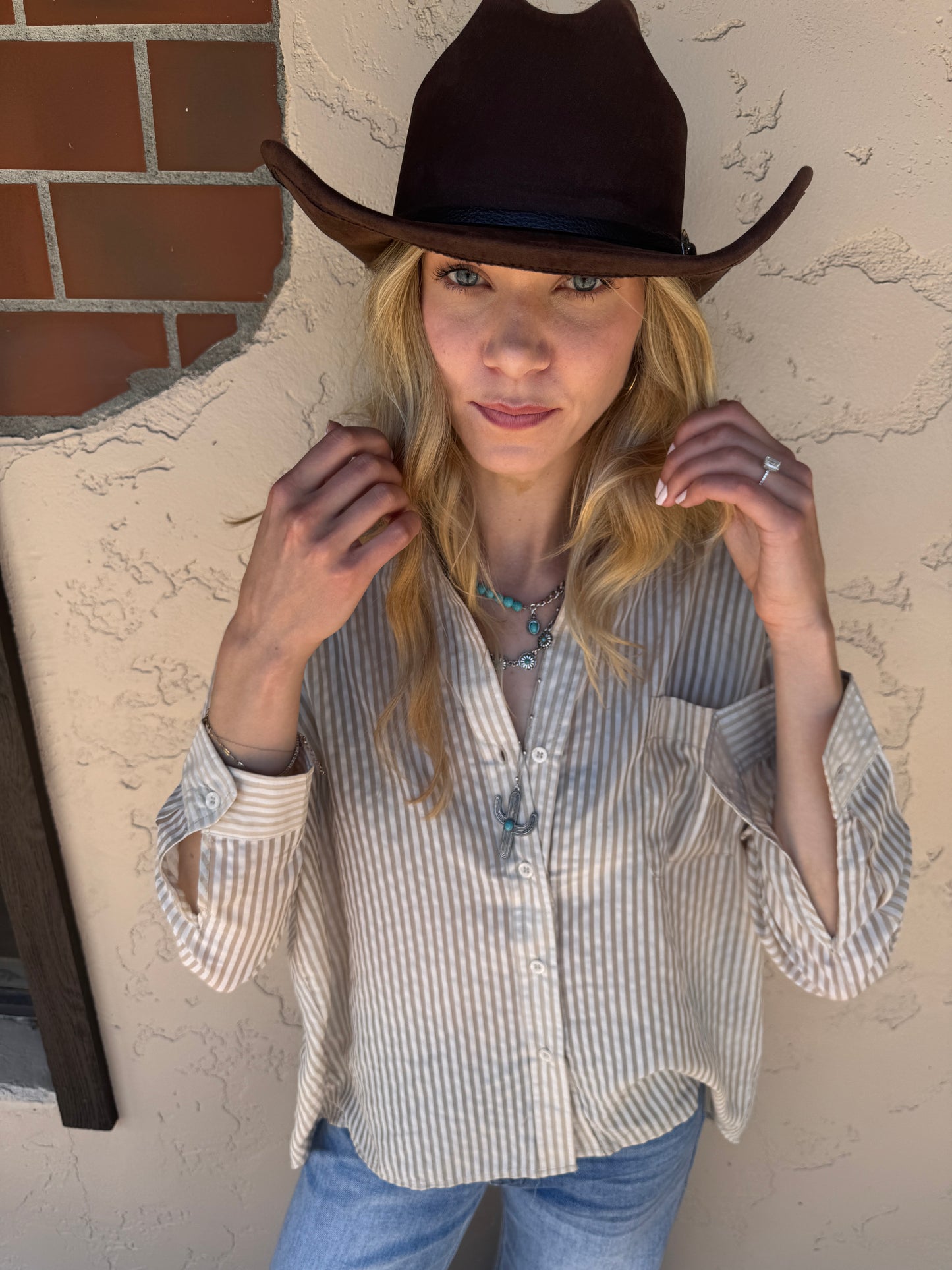 Seal Beach Striped Button Down Top