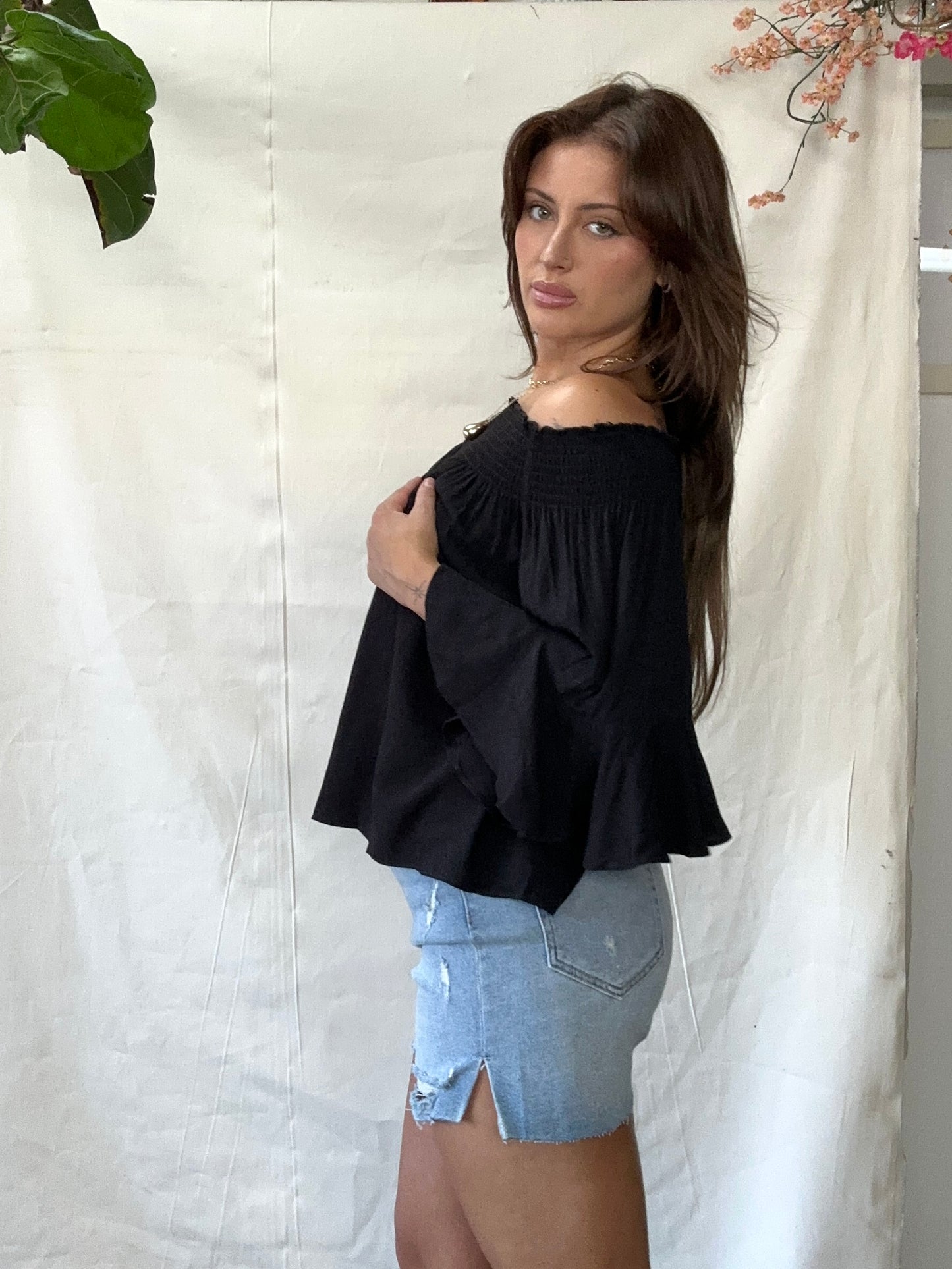 Black Rose off the shoulder top