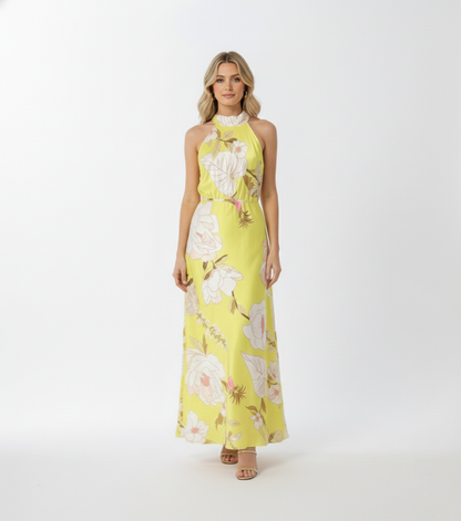 CELESTE HALTER FLORAL MAXI