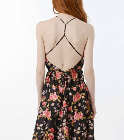 PINK GARDEN HALTER DRES