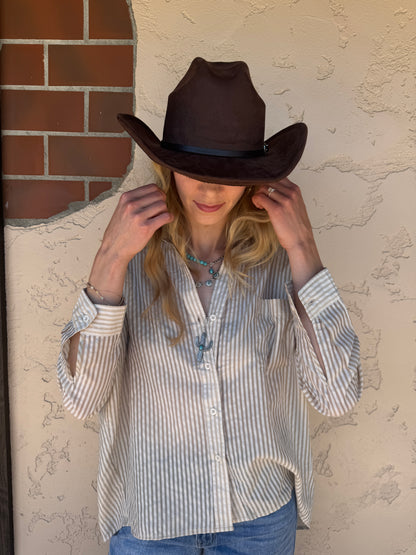 Seal Beach Striped Button Down Top